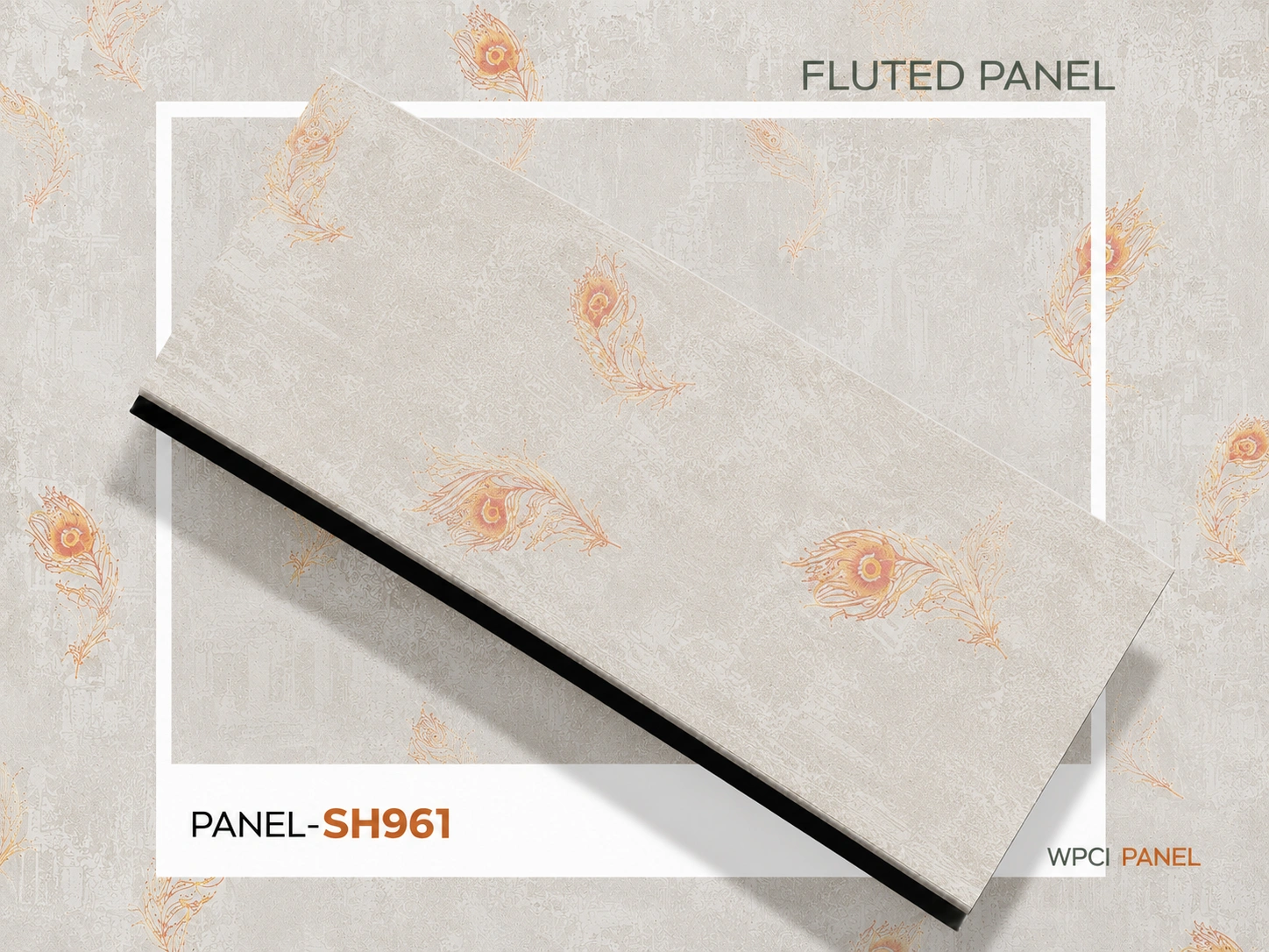 PVC Decorative Wall Panel SH961 | Elegant Feather Print Finish | 10ft x 10inch