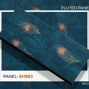 PVC Decorative Wall Panel SH963 | Royal Blue Feather Print Finish | 10ft x 10inch