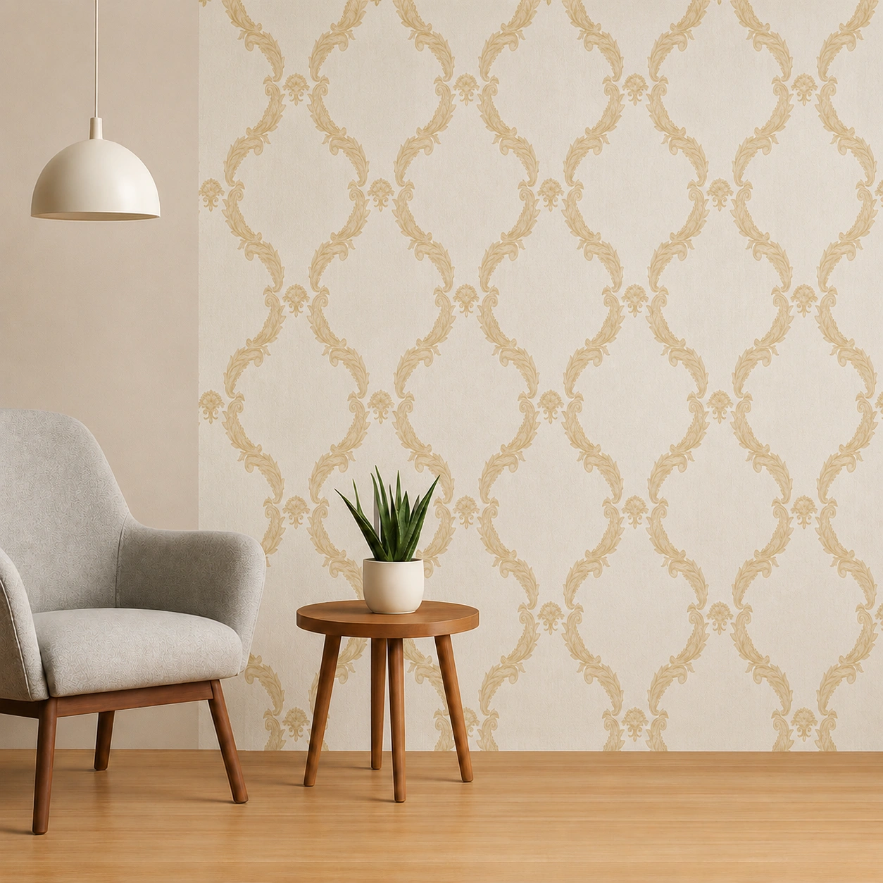 Premium Classic Ornamental PVC Wall Panel – Ivory & Gold (SL1268) | 10 ft x 10 in Premium Classic Ornamental PVC Wall Panel – Ivory & Gold (SL1268) | 10 ft x 10 in - Image 2