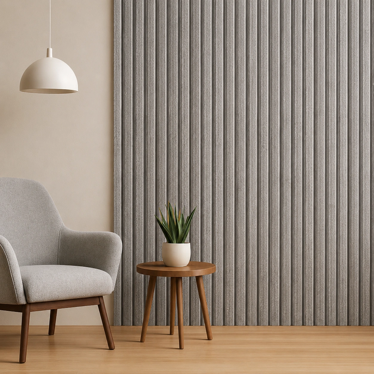 Premium Ash Grey Wood Grain WPC Fluted Louver Panel – W317 | 9.5 ft x 6 in | 23 mm Thick Premium Ash Grey Wood Grain WPC Fluted Louver Panel – W317 | 9.5 ft x 6 in | 23 mm Thick - Image 2