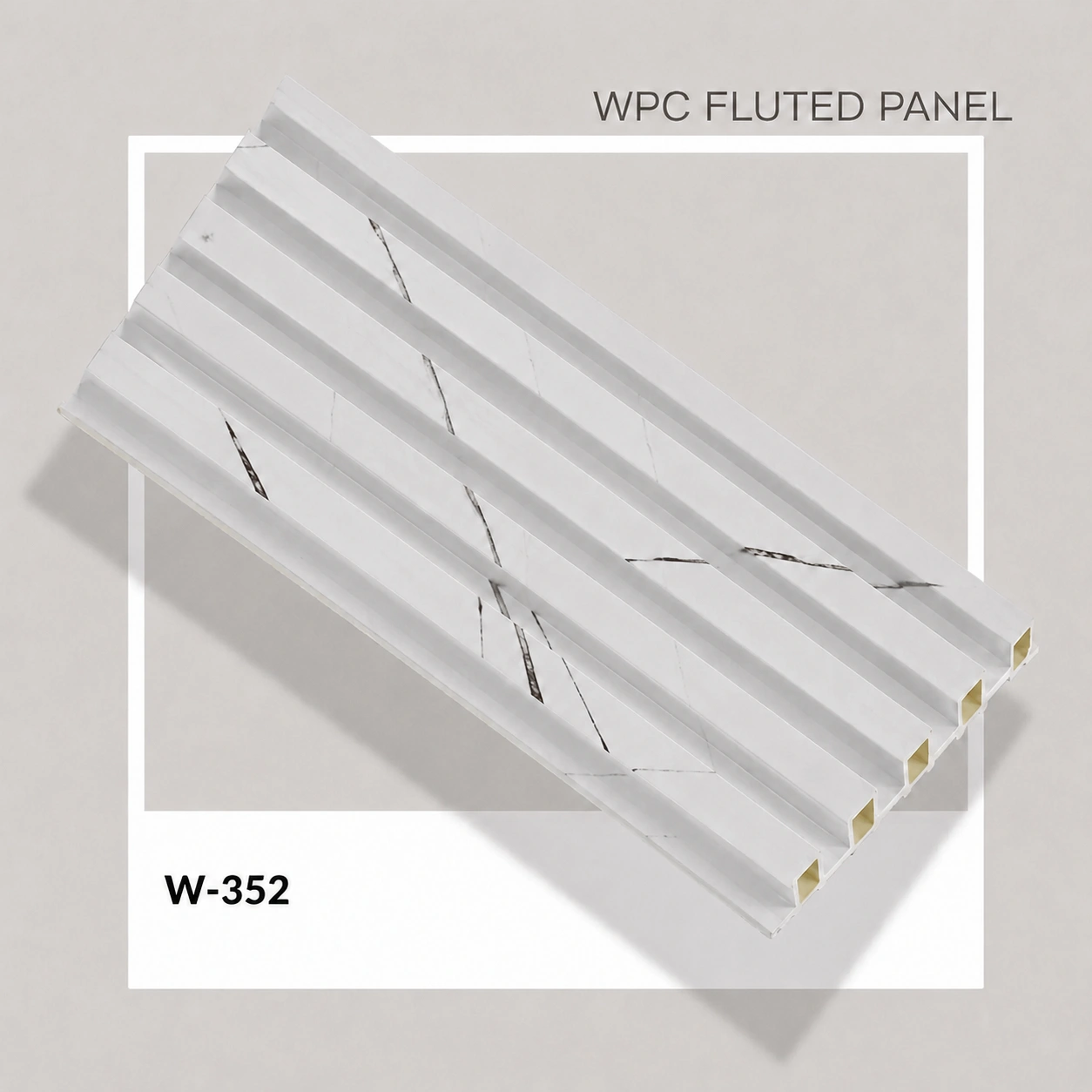Premium White Marble WPC Fluted Louver Panel – W-352 | 9.5 ft x 6 in | 23 mm Thick