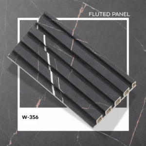 Premium Black Marble Finish WPC Fluted Louver Panel – W-356 | 9.5 ft x 6 in | 23 mm Thick