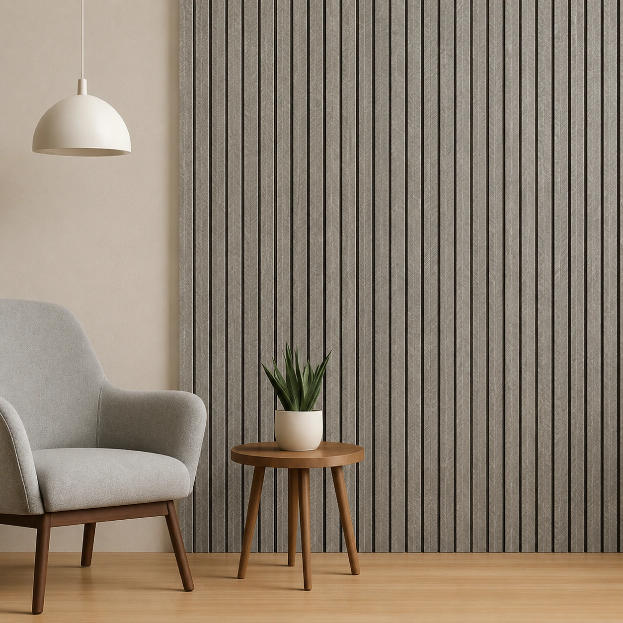 Imported Grey Wood Finish WPC Fluted Louver Panel – W-517 | 9.5 ft x 6 in | 17 mm Thick Imported Grey Wood Finish WPC Fluted Louver Panel – W-517 | 9.5 ft x 6 in | 17 mm Thick - Image 2