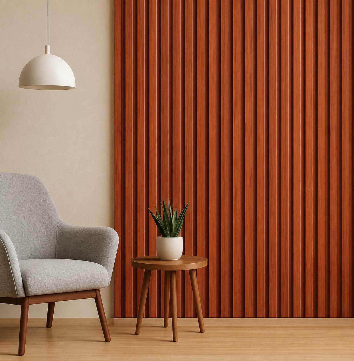 Premium Teak Wood WPC Fluted Louver Panel – W302 | 9.5 ft x 6 in | 23 mm Thick Premium Teak Wood WPC Fluted Louver Panel – W302 | 9.5 ft x 6 in | 23 mm Thick - Image 2
