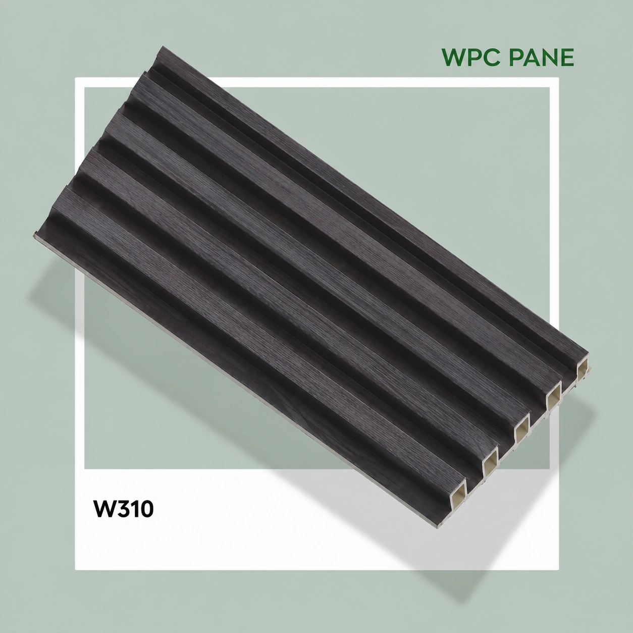 Premium Matte Black WPC Fluted Louver Panel – W310 | 9.5 ft x 6 in | 23 mm Thick