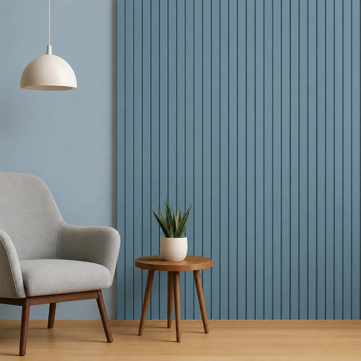 Premium Sky Blue WPC Fluted Louver Panel – W347 | 9.5 ft x 6 in | 23 mm Thick - Image 2