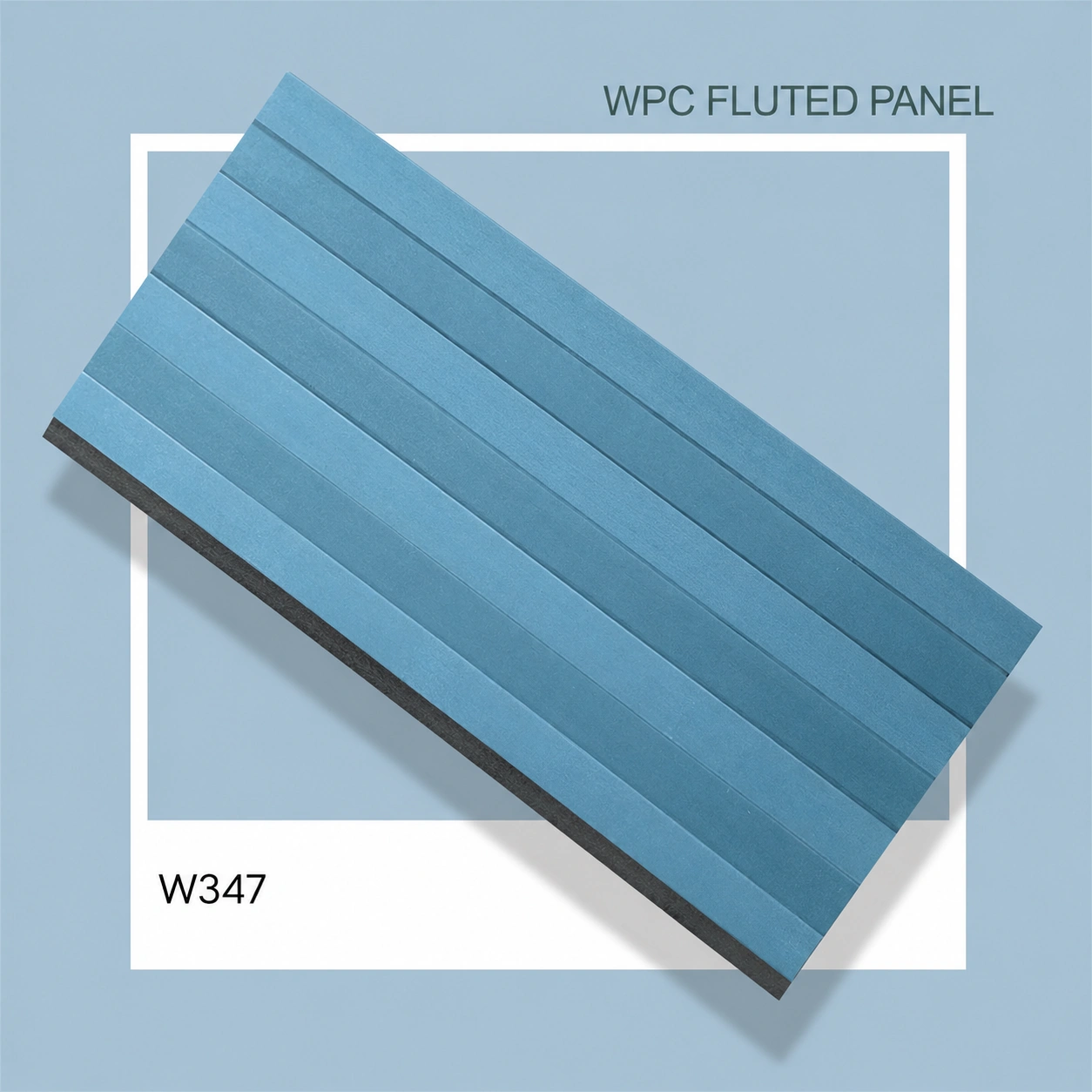 Premium Sky Blue WPC Fluted Louver Panel – W347 | 9.5 ft x 6 in | 23 mm Thick