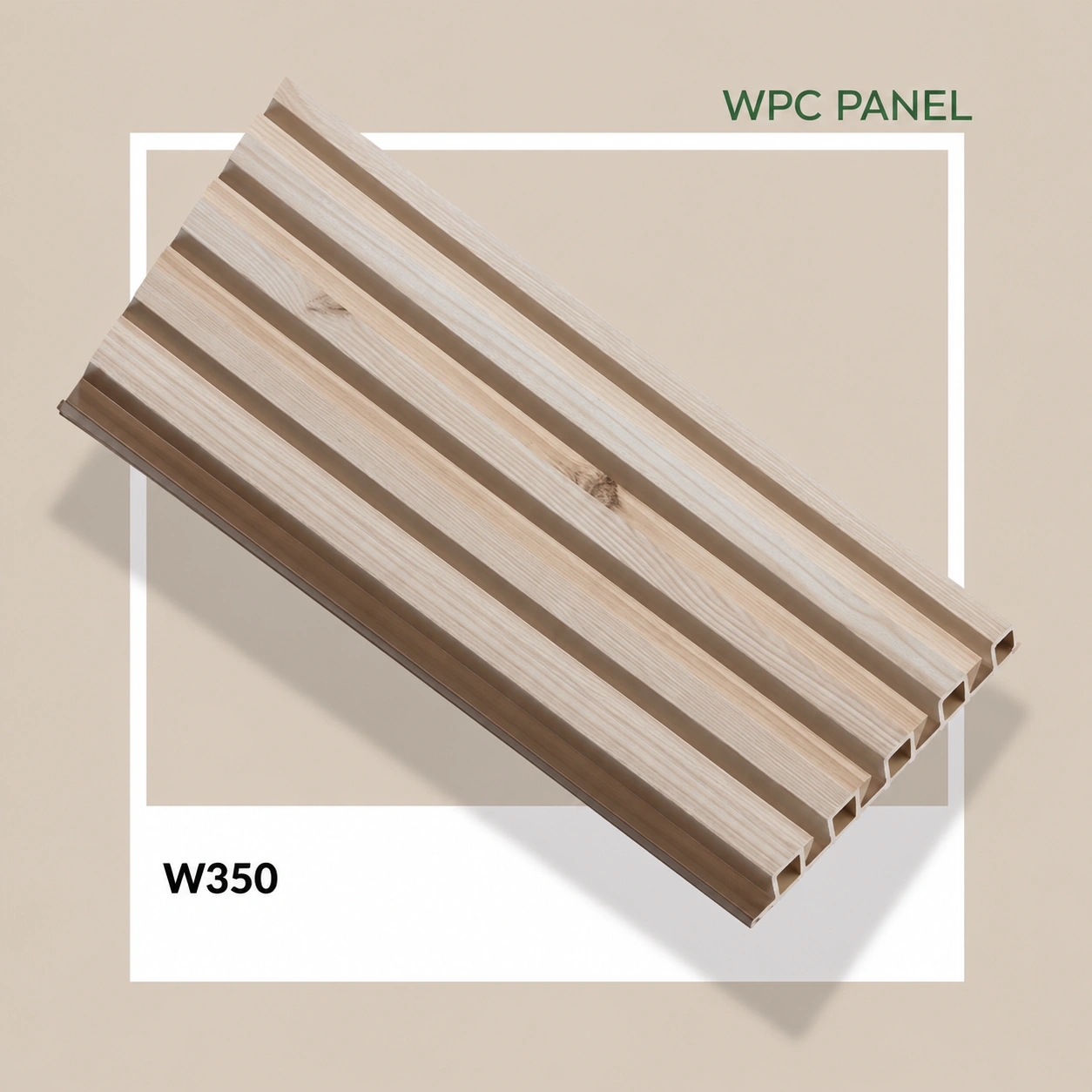 Premium Natural Oak Wood Finish WPC Fluted Louver Panel – W350 | 9.5 ft x 6 in | 23 mm Thick Premium Natural Oak Wood Finish WPC Fluted Louver Panel – W350 | 9.5 ft x 6 in | 23 mm Thick