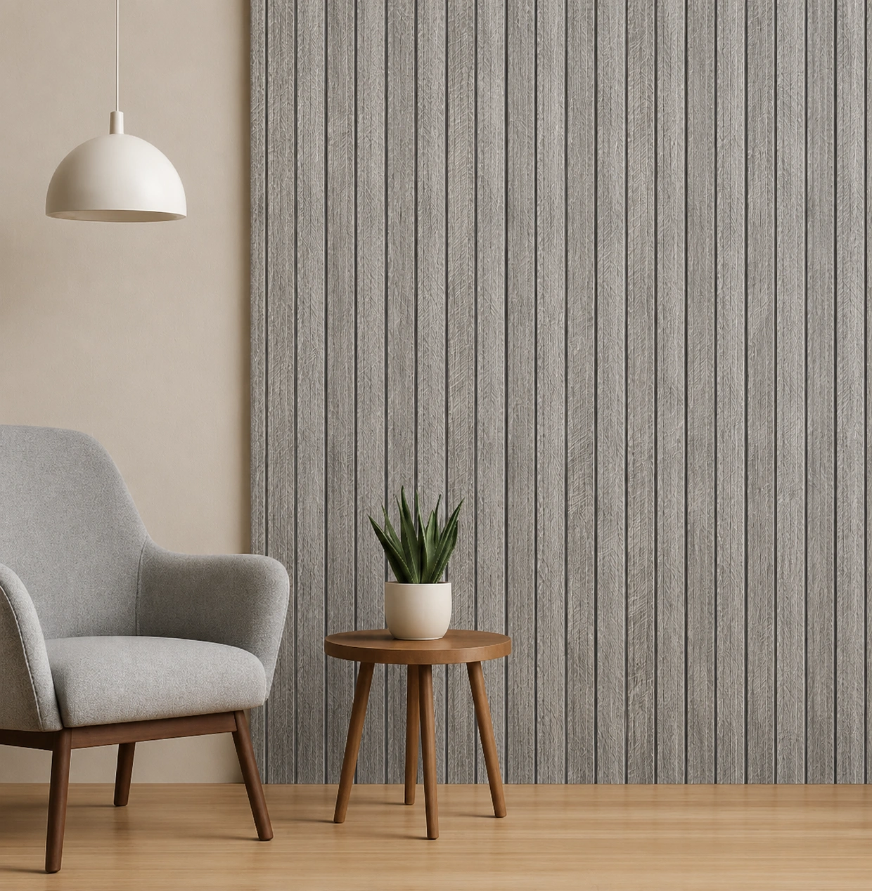 Premium Ash Grey Wood Finish WPC Fluted Louver Panel – W355 | 9.5 ft x 6 in | 23 mm Thick Premium Ash Grey Wood Finish WPC Fluted Louver Panel – W355 | 9.5 ft x 6 in | 23 mm Thick - Image 2