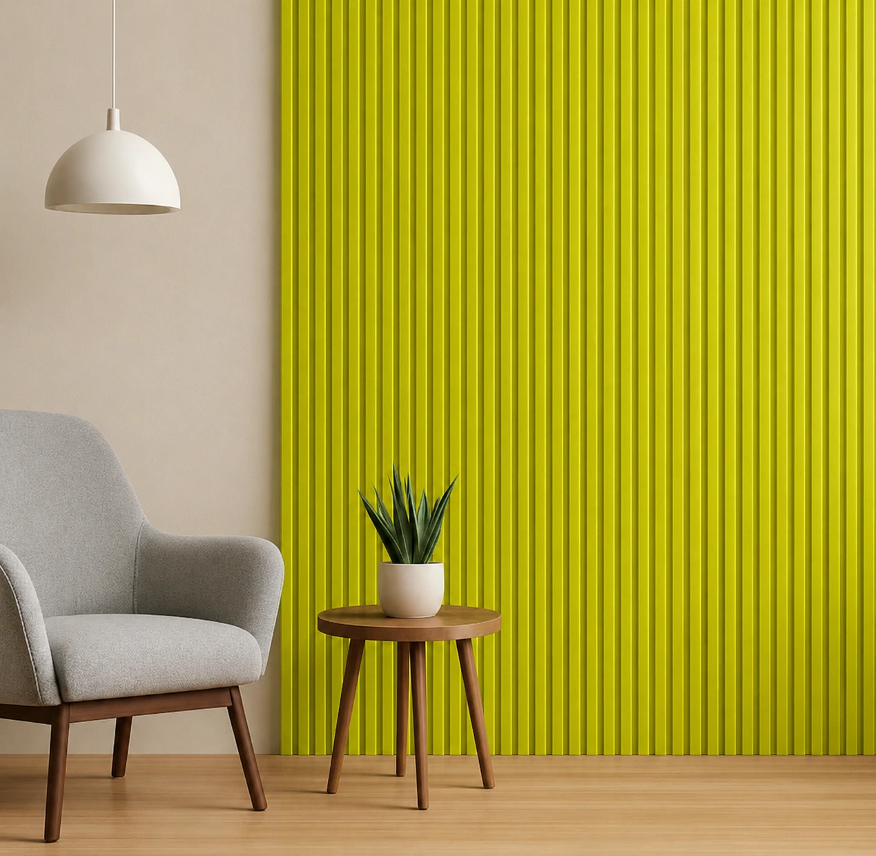Premium Lime Green WPC Fluted Louver Panel – W371 | 9.5 ft x 6 in | 23 mm Thick - Image 2