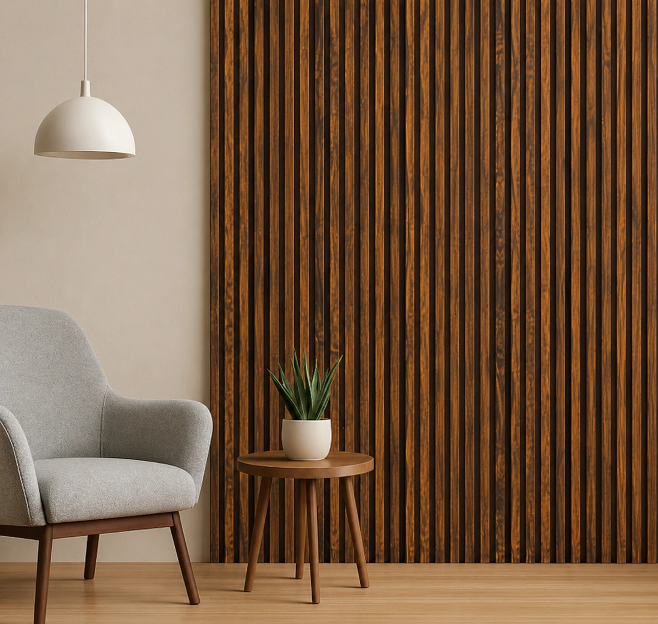 Imported Walnut Wood Finish WPC Fluted Louver Panel – W-503 | 9.5 ft x 6 in | 17 mm Thick Imported Walnut Wood Finish WPC Fluted Louver Panel – W-503 | 9.5 ft x 6 in | 17 mm Thick - Image 2
