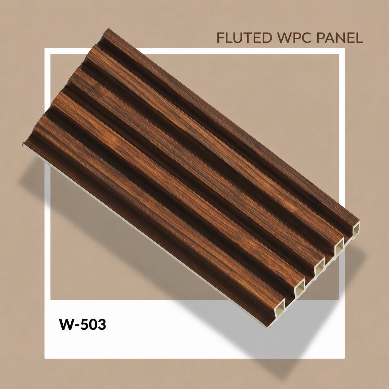 Imported Walnut Wood Finish WPC Fluted Louver Panel – W-503 | 9.5 ft x 6 in | 17 mm Thick Imported Walnut Wood Finish WPC Fluted Louver Panel – W-503 | 9.5 ft x 6 in | 17 mm Thick