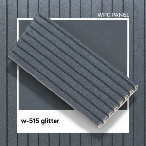 Imported Charcoal Glitter WPC Fluted Louver Panel – W-515 Glitter | 9.5 ft x 6 in | 17 mm Thick