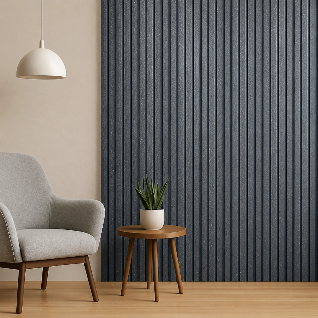 Imported Charcoal Glitter WPC Fluted Louver Panel – W-515 Glitter | 9.5 ft x 6 in | 17 mm Thick - Image 2