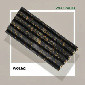 Premium Black Marble Finish WPC Fluted Louver Panel – WGL162 | 9.5 ft x 6 in | 23 mm Thick