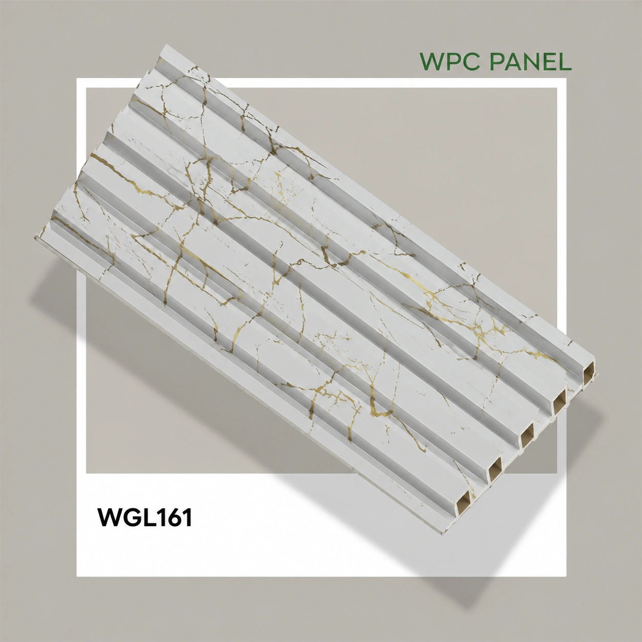 Premium White Marble Finish WPC Fluted Louver Panel – WGL161 | 9.5 ft x 6 in | 23 mm Thick